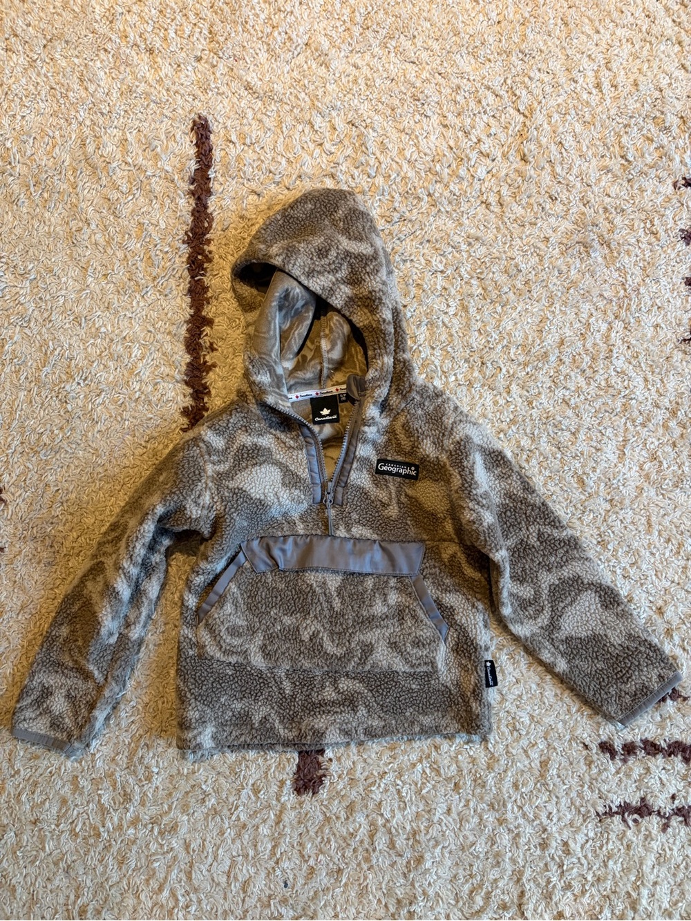 Kids Hooded Fleece Pullover - Gray Camo